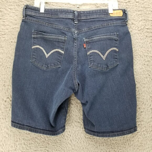 Levis Shorts Womens 16 Stretch Dark Wash Mid Rise Perfectly Shaping Denim Jean - Picture 1 of 13